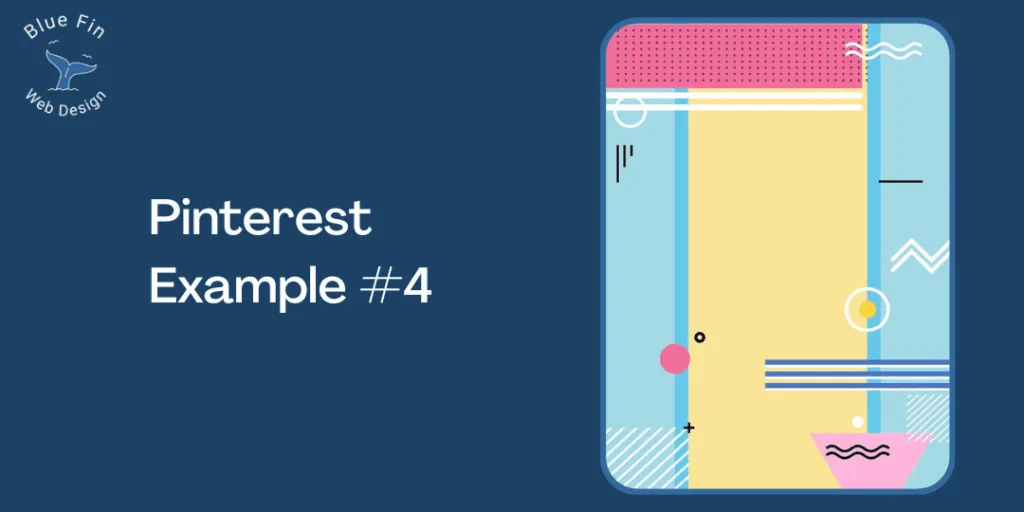 Memphis Design: 5 Things You Need to Know 10 Picture of design number 4. It is a design with pink, yellow and blue with varying shapes on the design.